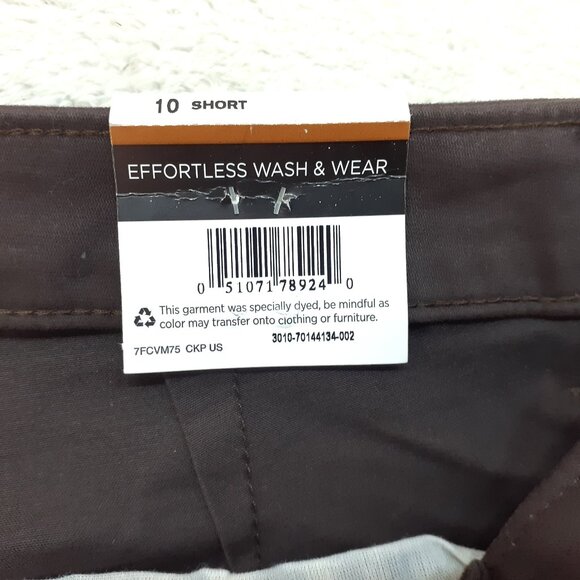 Lee Effortless Wash & Wear Pants 10 Short Relaxed Fit Straight Leg Dk Brown NWT - Picture 8 of 13